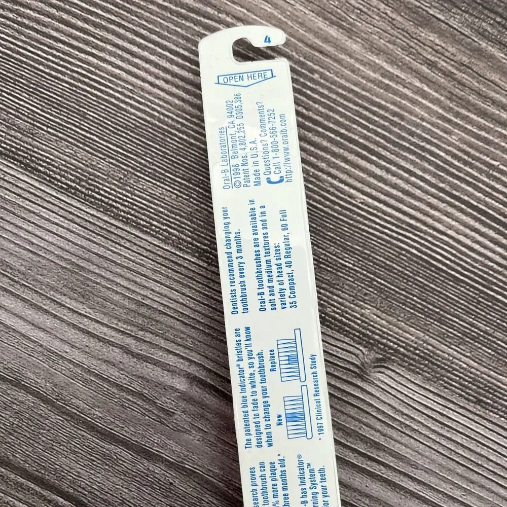 VTG Oral-B P-60 Toothbrush 1998 USA Soft End-Round Bristles 4-ROW 8in TALL RED